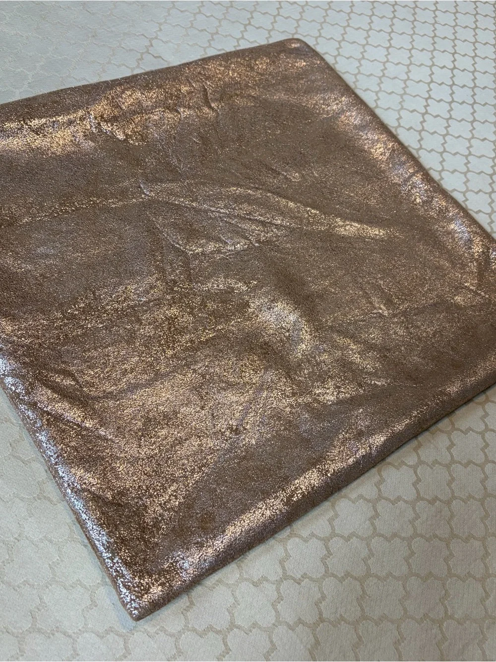 West Elm Gold Metallic Tan Decorative Throw Pillow Case Cover 20 x 20in